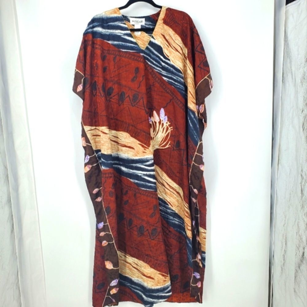 WINLAR Womens Caftan Dress With Short Sleeves OSFM